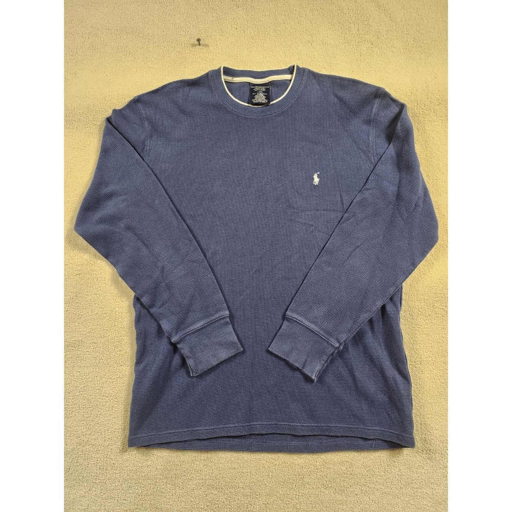 Polo Ralph Lauren Shirt Mens L Large Blue Sleepwear Thermal Long Sleeve